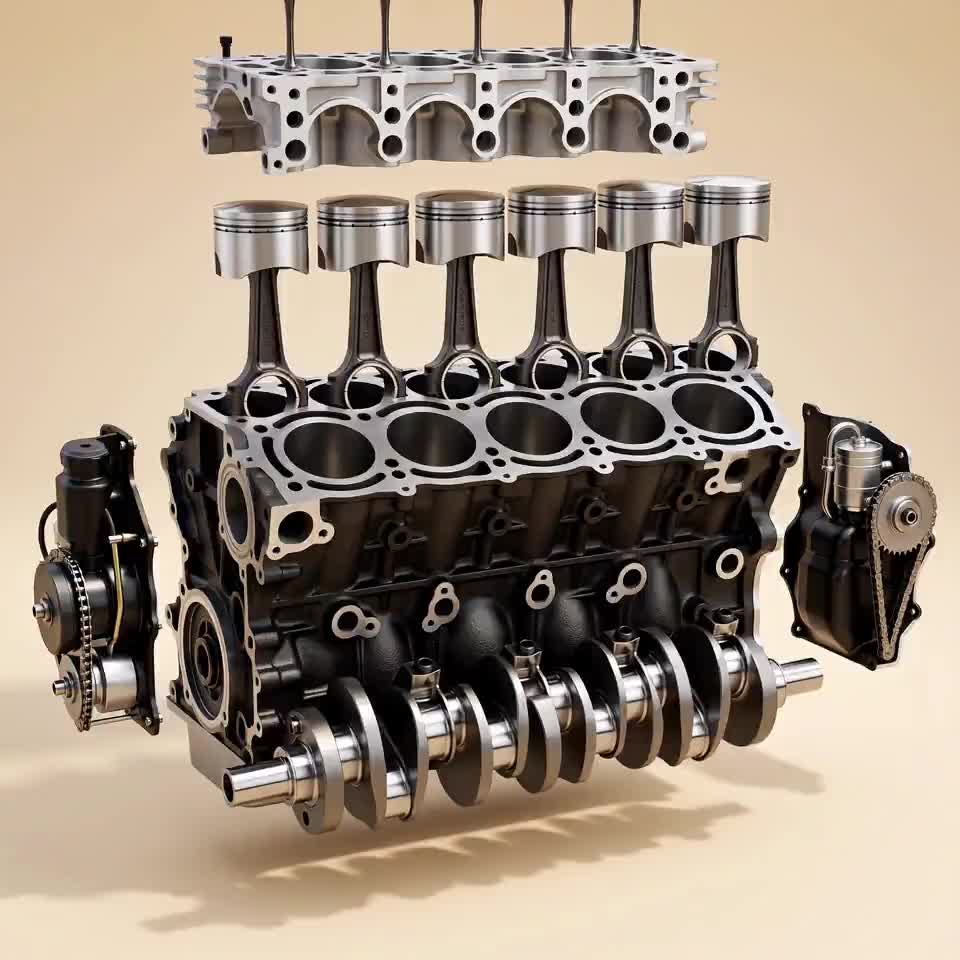 Concept illustration of a diesel engine assembly