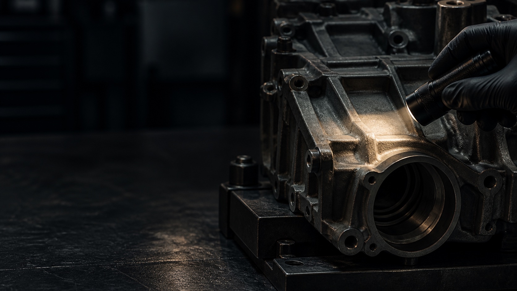 Concept image of a mechanic inspecting a truck component