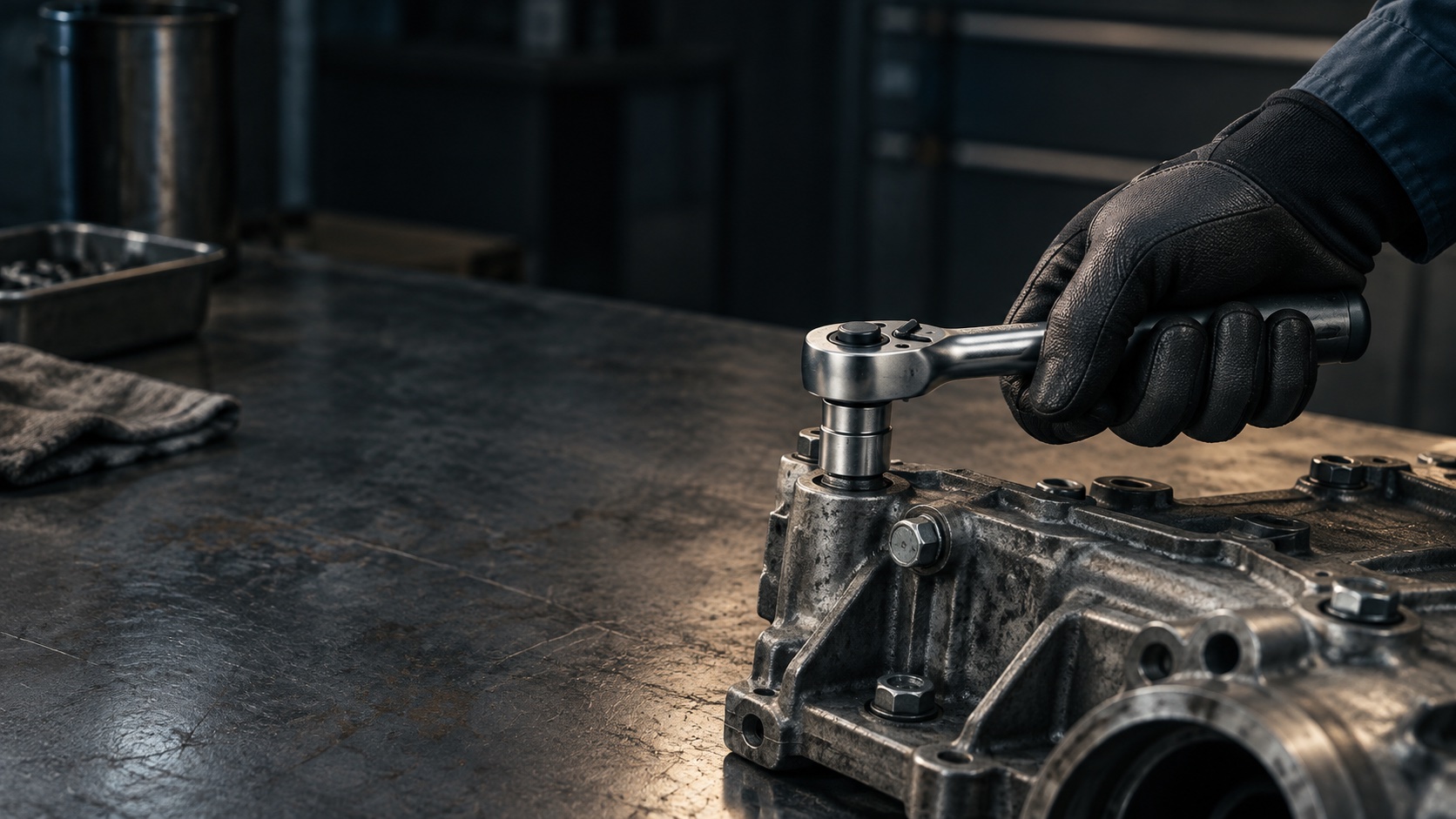 Concept image of a mechanic working on a truck component